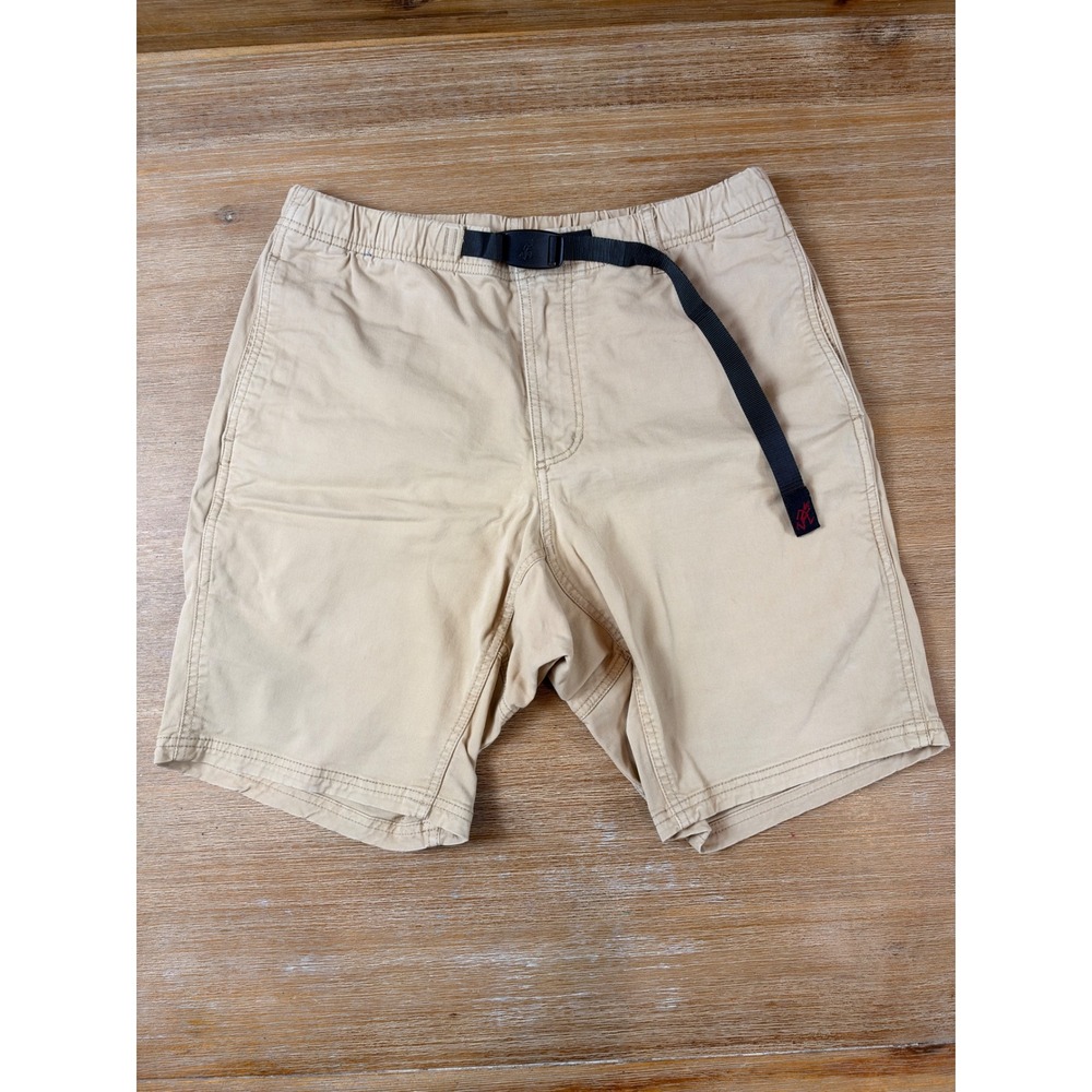 Gramicci G-Shorts Mens Medium Khaki Tan Stretch Cotton Climbing Belted Shorts
